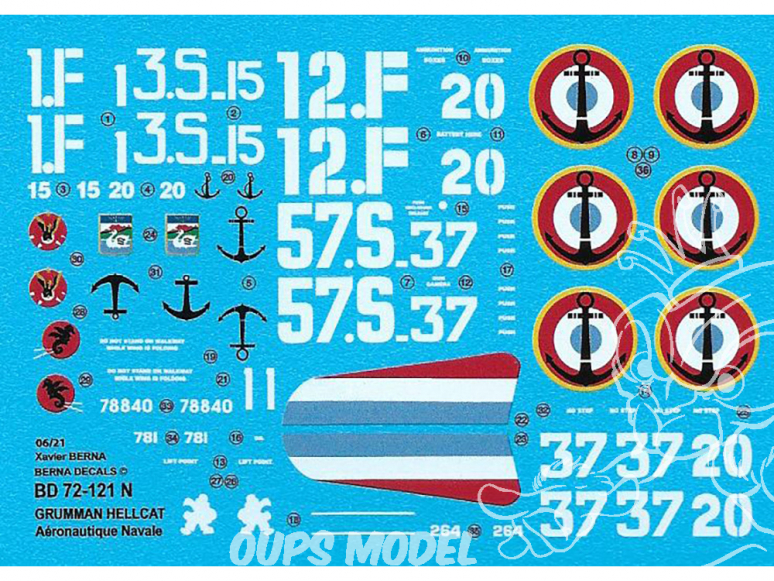 Decalques Berna decals BD72-121 Grumman F6D-5 Hellcat Français 1/72