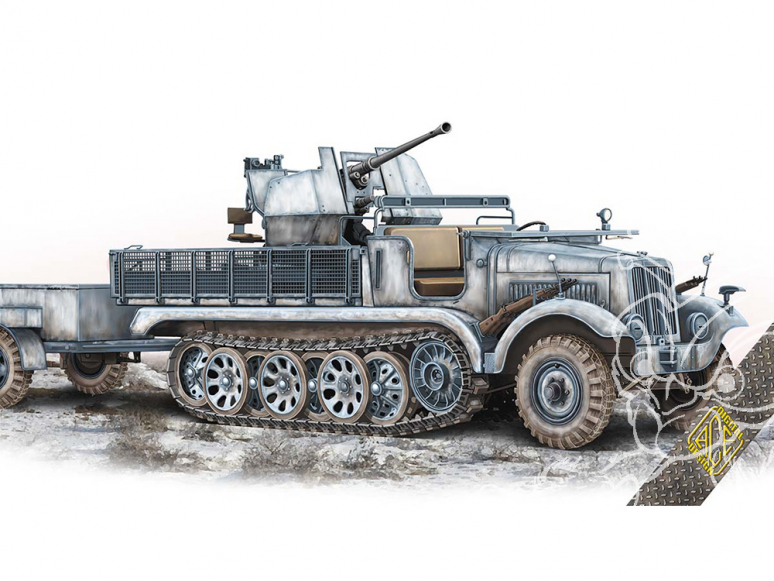 Ace Maquettes Militaire 72573 3,7cm Flak 36 auf Fahrgestell mZgKw 5t Sd.Kfz.6/2 1/72