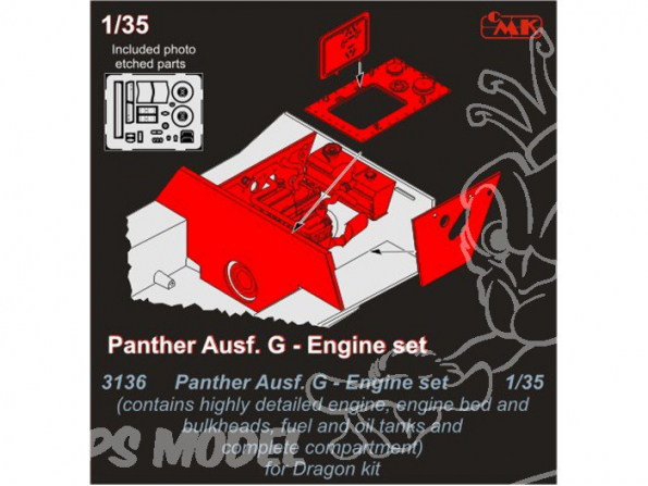 CMK set detail resine 3136 COMPARTIMENT MOTEUR pour PANTHER Ausf G 1/35