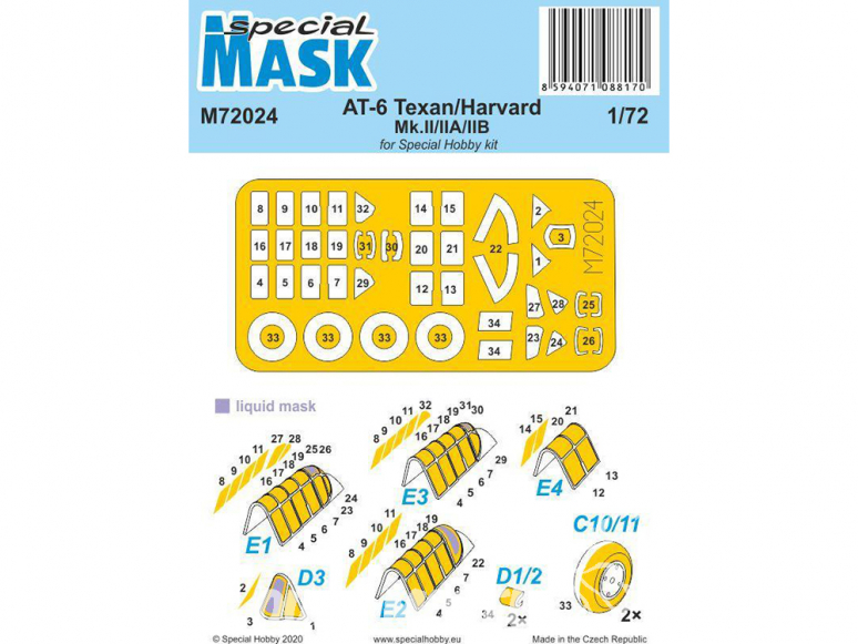 Special Hobby Masque avion M72024 Pour AT-6 Texan/Harvard Mk.II/IIA/IIB 1/72