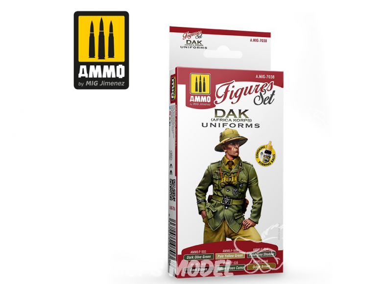 MIG peinture Figurines 7038 Set Uniformes DAK Africa Korps 6 x 17ml