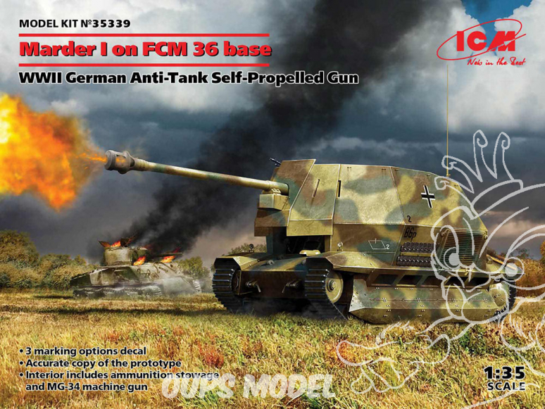 Icm maquette militaire 35339 Marder I sur chassis FCM 36 Canon automoteur antichar allemand WWII 1/35