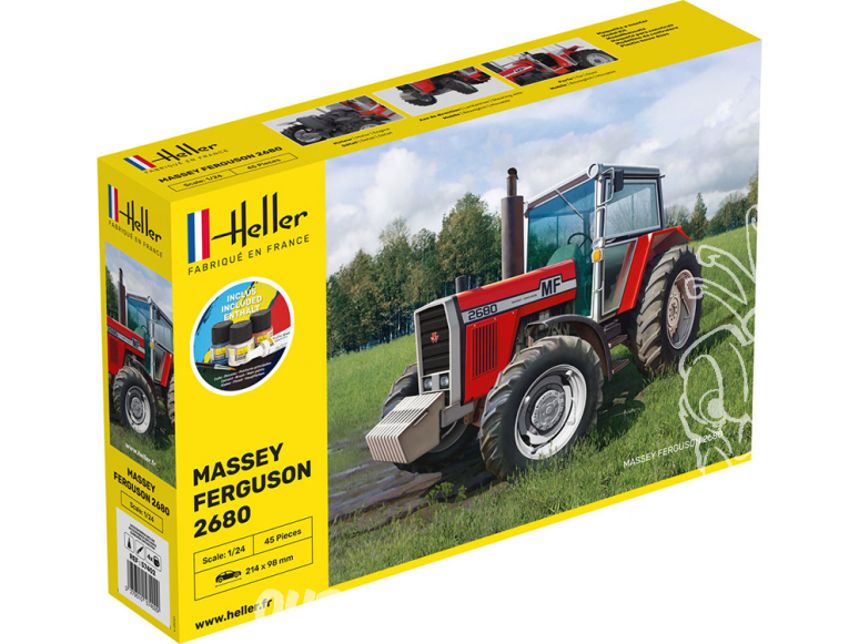 Heller maquette tracteur 57402 STARTER KIT Massey Ferguson 2680 inclus peintures principale colle et pinceau 1/24
