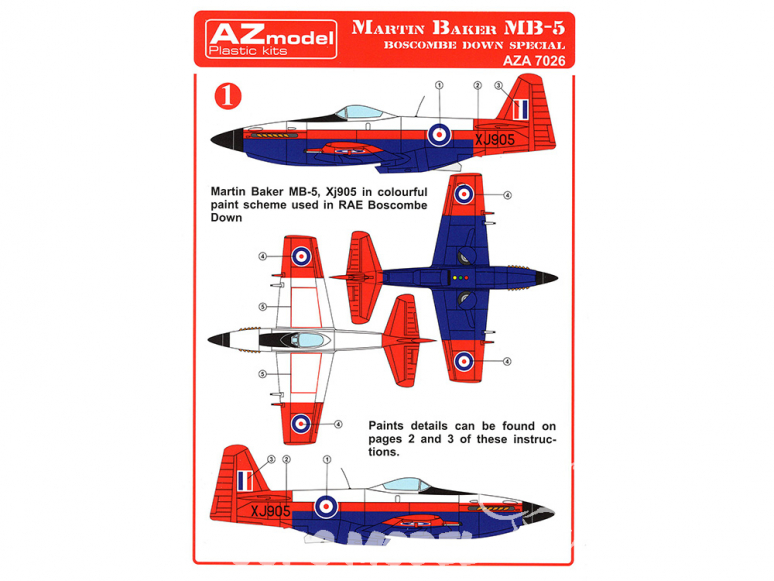 AZ Model Decalques avion AZA7026 Martin Baker MB-5 Boscombe Down Special 1/72