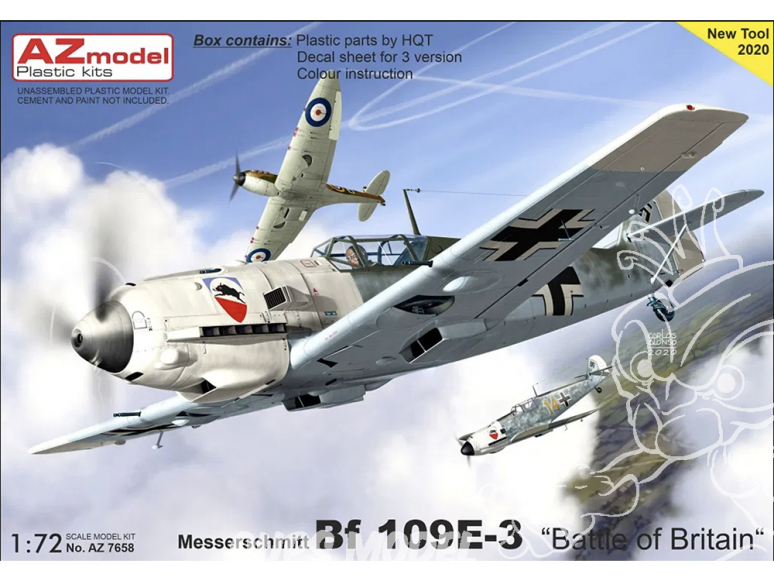 AZ Model Decalques avion AZ7658 Bf 109E-3 Bataille d'Angleterre moule 2020 1/72