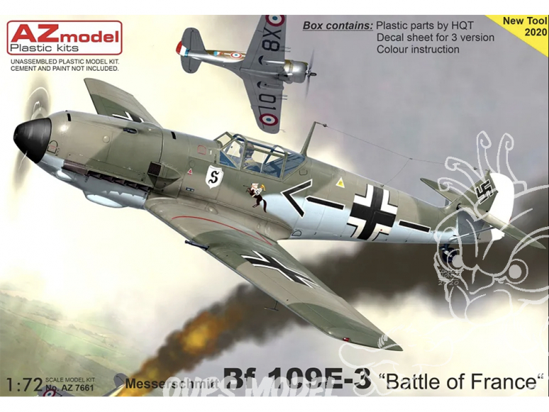 AZ Model Decalques avion AZ7661 Bf 109E-3 Bataille de France moule 2020 1/72