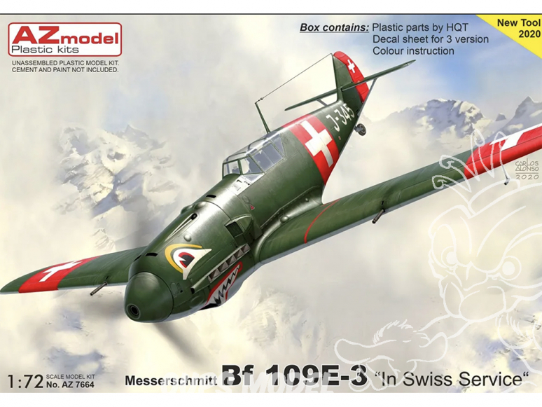 AZ Model Decalques avion AZ7664 Bf 109E-3 Au service de la Suisse moule 2020 1/72