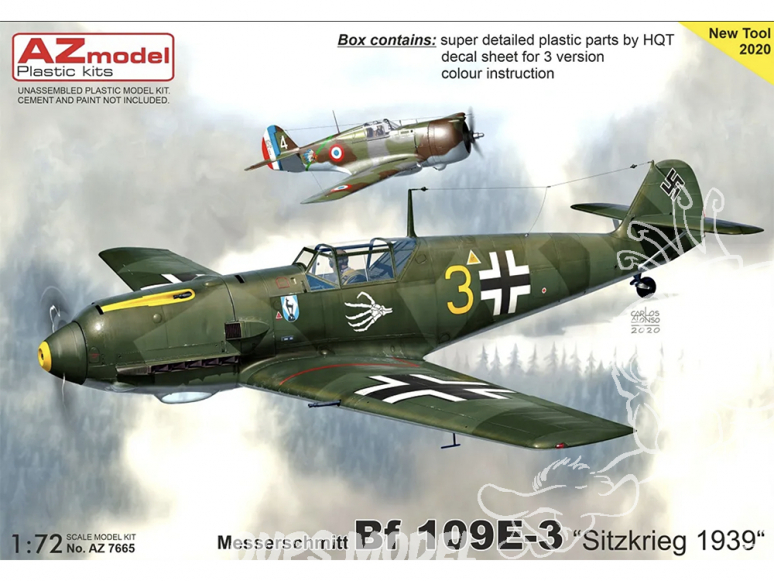 AZ Model Decalques avion AZ7665 Bf 109E-3 Sitzkrieg 1939 moule 2020 1/72