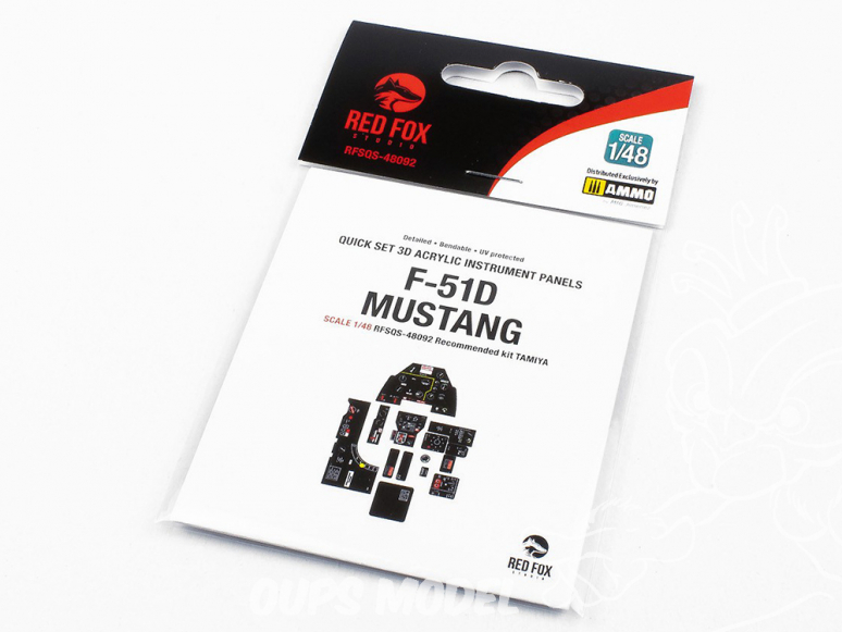 Red Fox Studio Tableaux de bord 3D avion RFQS-48092 F-51D Mustang Tamiya 1/48