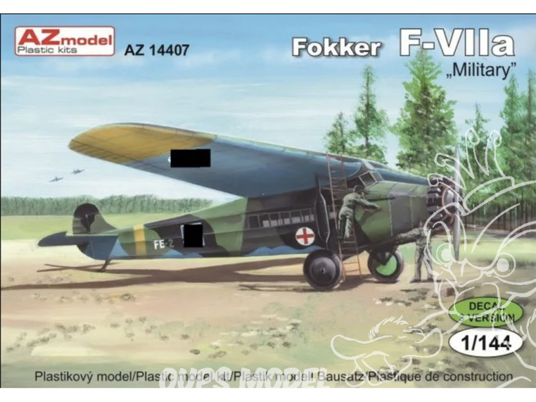 AZ Model Kit avion AZ14407 Fokker F-VIIa militaire 1/144