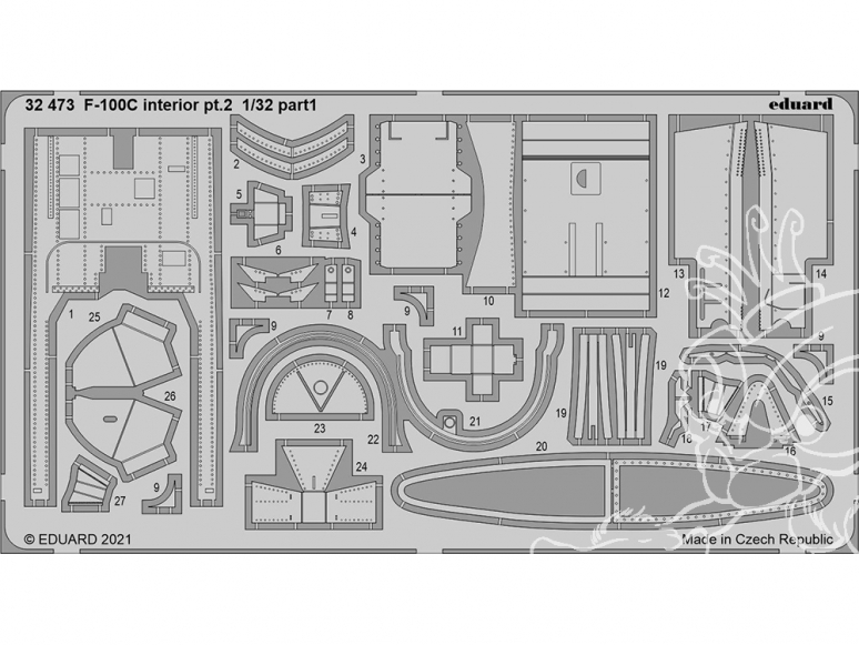 Eduard photodécoupe avion 32473 Intérieur partie 2 F-100C Trumpeter 1/32