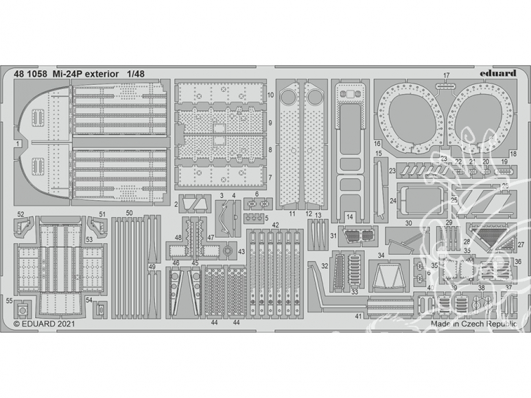 EDUARD photodecoupe hélicoptère 481058 Extérieur cargo Mi-24P Zvezda 1/48