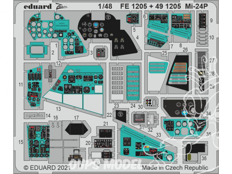 EDUARD photodecoupe hélicoptère 491205 Intérieur cargo Mi-24P Zvezda 1/48