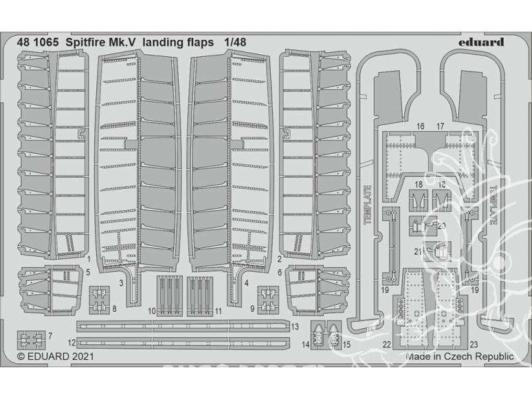 EDUARD photodecoupe avion 481065 Volets d'atterrissage Spitfire Mk.V Eduard 1/48