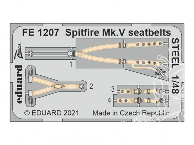 EDUARD photodecoupe avion FE1207 Harnais métal Spitfire Mk.V Eduard / Special Hobby 1/48