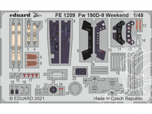 EDUARD photodecoupe avion FE1209 Zoom amélioration Focke Wulf Fw 190D-9 Weekend Eduard 1/48