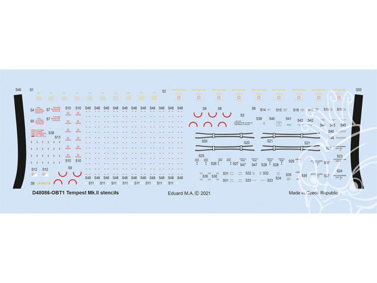 Eduard Decalques avion D48086 Marquages / Stencils Tempest Mk.II Eduard / Special Hobby 1/48