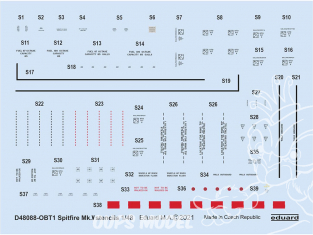 Eduard Decalques avion D48088 Marquages / Stencils Spitfire Mk.V Eduard 1/48