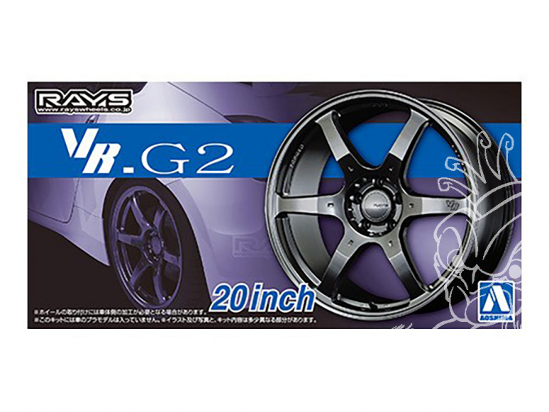 Aoshima maquette voiture 055175 Jantes Rays VR G2 20" et pneus 1/24