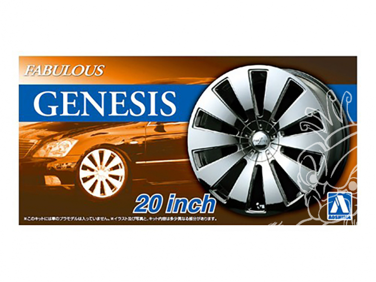 Aoshima maquette voiture 054666 Jantes Fabulous Genesis 20" et pneus 1/24