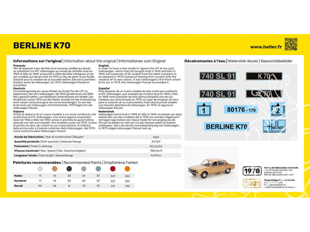 Heller Maquette voiture : Starter Kit : K70 pas cher 