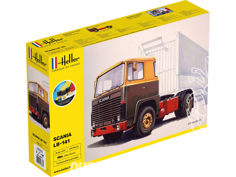 HELLER maquette camion 56773 STARTER KIT Scania LB-141 inclus peintures principale colle et pinceau 1/24