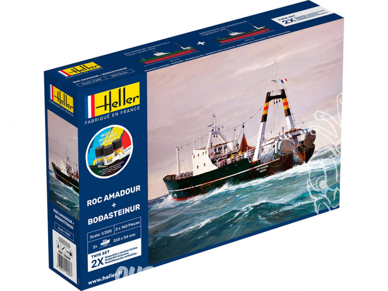 Heller maquette bateau 55608 STARTER KIT ROC AMADOUR + BODASTEINUR inclus peintures principales colle et pinceau 1/200