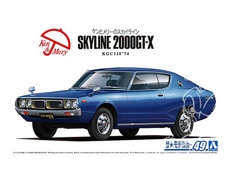 Aoshima maquette voiture 61077 Nissan Skyline 2000GT-X KGC110 1974 1/24