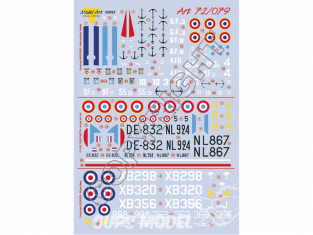 Decalques Model Art 72/079 Grumman Avenger Aéronautique navale et Royal Navy D.H Tiger Moth Armée de l'air 1/72