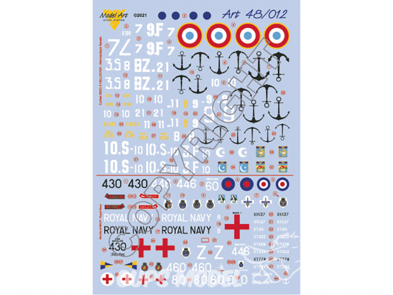 Decalques Model Art 48/012 Curtiss SB2C-5 Helldiver Aeronautiqe Navale Westland WASP Royal Navy 1/48