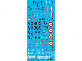 Decalques Berna decals BD72-126 De Havilland Vampire Mk.5 Aéronautique navale et Armée de L'air 1/72