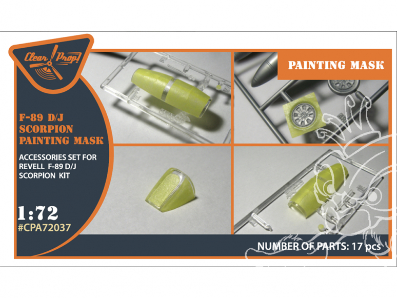 Clear Prop kit d'amelioration avion CPA72037 Masque de peinture F-89 D/J kit Revell en "papier kabuki jaune" 1/72