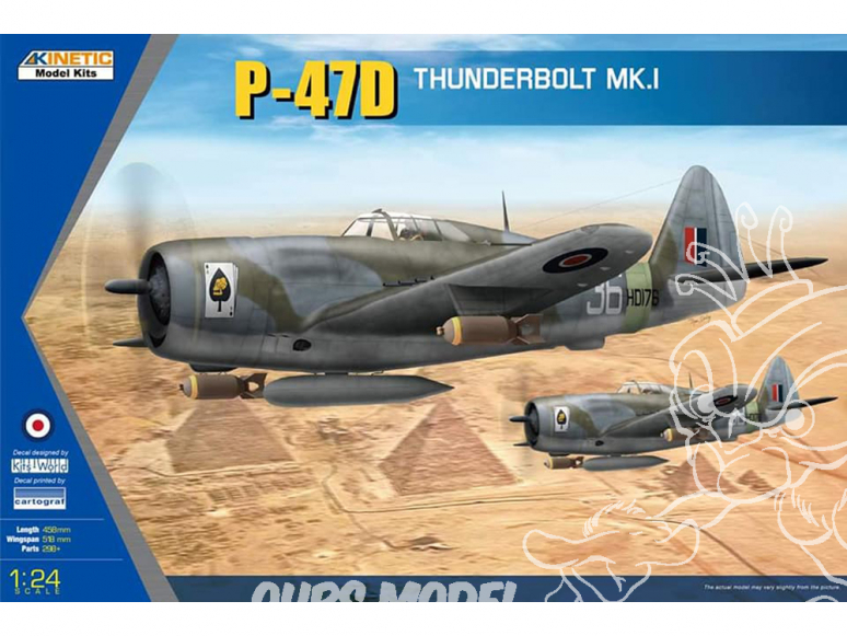 Kinetic model kits maquette avion K3212 P-47D Republic Thunderbolt Mk.I 1/24