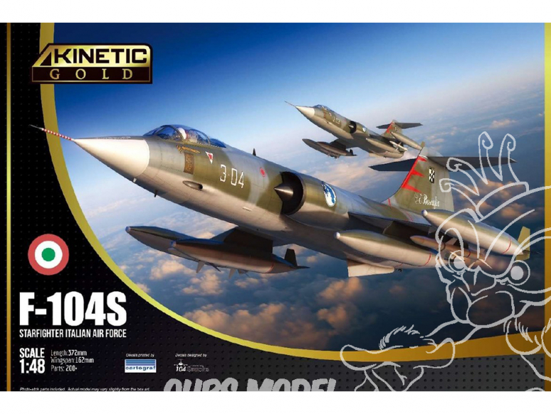 Kinetic maquette avion K48093 F-104G/S ASA/M Starfighter Italian Air Force Kinetic Gold 1/48