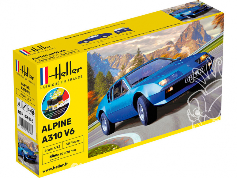 HELLER maquette voiture 56146 STARTER KIT Alpine A310 inclus peintures principale colle et pinceau 1/43