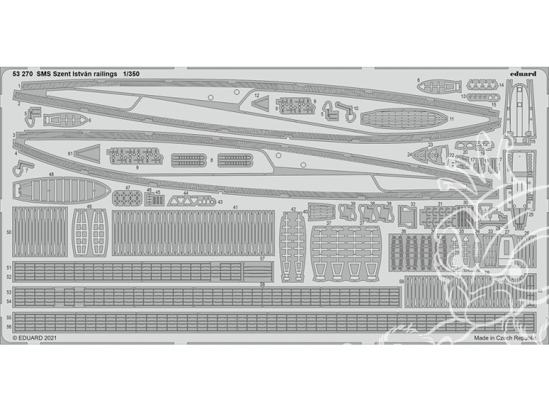 Eduard photodecoupe bateau 53270 Rambardes SMS Szent István Trumpeter 1/350
