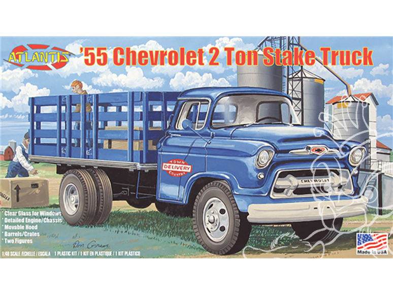 Atlantis maquette voiture H1401 1955 Chevrolet 2 ton Stake Truck 1/48