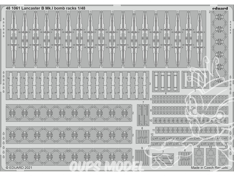 EDUARD photodecoupe avion 481061 Bomb racks Lancaster B Mk.I Hk Models 1/48