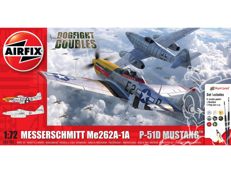Airfix maquette avion A50183 Messerschmitt Me262 et P-51D Mustang Dogfight Double 1/72