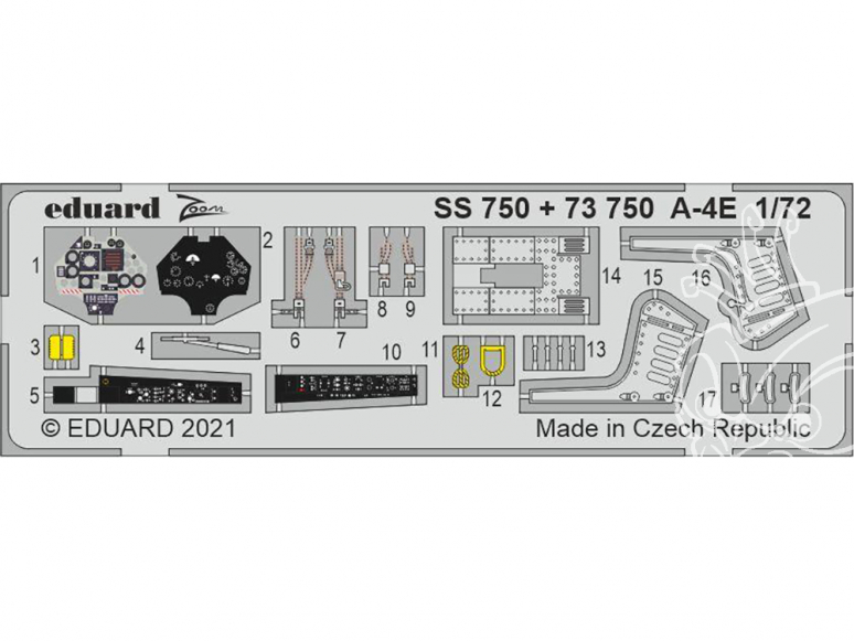 Eduard photodecoupe avion 73750 Amélioration A-4E Fujimi / Hobby 2000 1/72