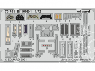 Eduard photodecoupe avion 73751 Amélioration Messerschmitt Bf 109E-1 Special Hobby 1/72