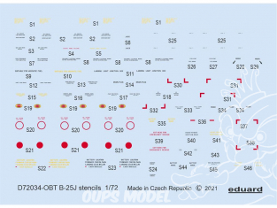 Eduard Decalques avion D72034 Marquages / Stencils B-25J Hasegawa / Eduard 1/72