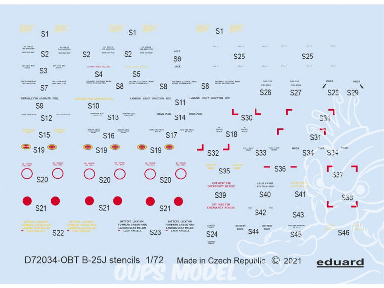 Eduard Decalques avion D72034 Marquages / Stencils B-25J Hasegawa / Eduard 1/72