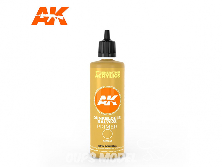 Ak interactive peinture acrylique 3G AK11245 PRIMAIRE DE SURFACE DUNKELGELB RAL 7028 JAUNE FONCÉ 100ML