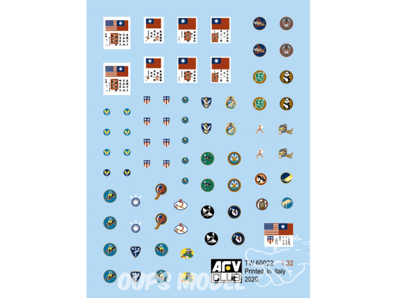 AFV Club kit personnages TW60022 Decalques Flying Tigers 14 Air Force CACW Sticker 1/32