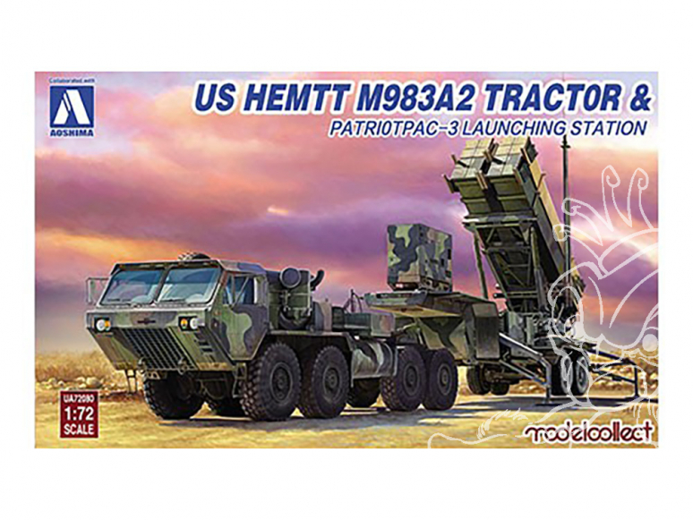 Aoshima maquette militaire 09792 - UA72080 US HEMTT M983A2 & PATRIOTPAC-3 LAUNCHING STATION 1/72