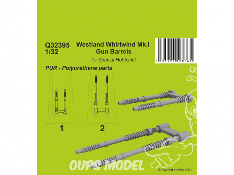 Cmk kit d’amélioration Q32395 Canons d'armes à feu Westland Whirlwind Mk.I kit Special hobby 1/32