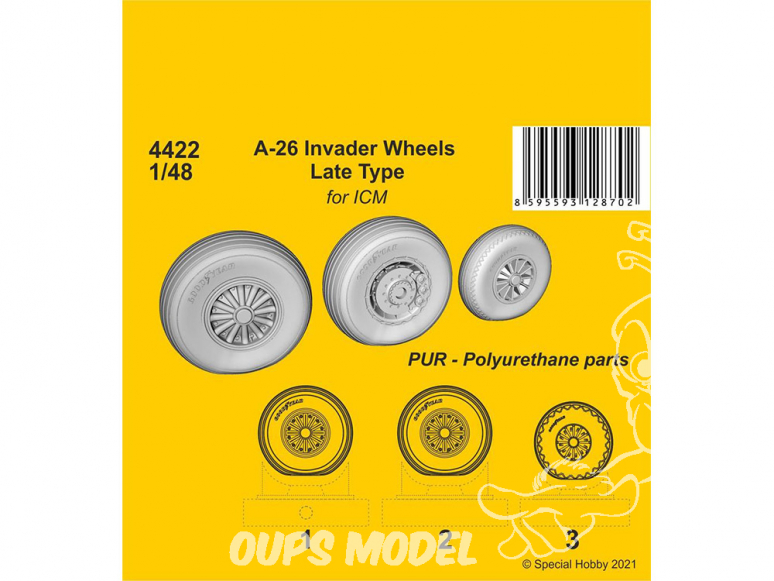 CMK kit resine 4422 Roues A-26 Invader Late Type kit ICM 1/48