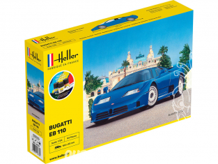 Heller maquette voiture 56738 STARTER KIT BUGATTI EB 110 inclus peintures principale colle et pinceau 1/24