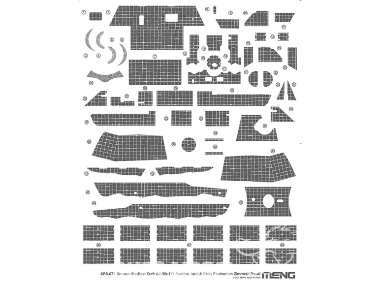 Meng maquette voiture SPS-077 Zimmerit en decalques pour Sd.Kfz.171 KPanther Ausf.A Early production 1/35